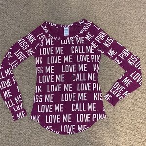 Plum Colored Pink Long Sleeve Sleep Shirt